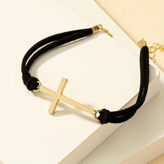 Geometric Cross Braided Wax Rope Bracelet Gift For Women