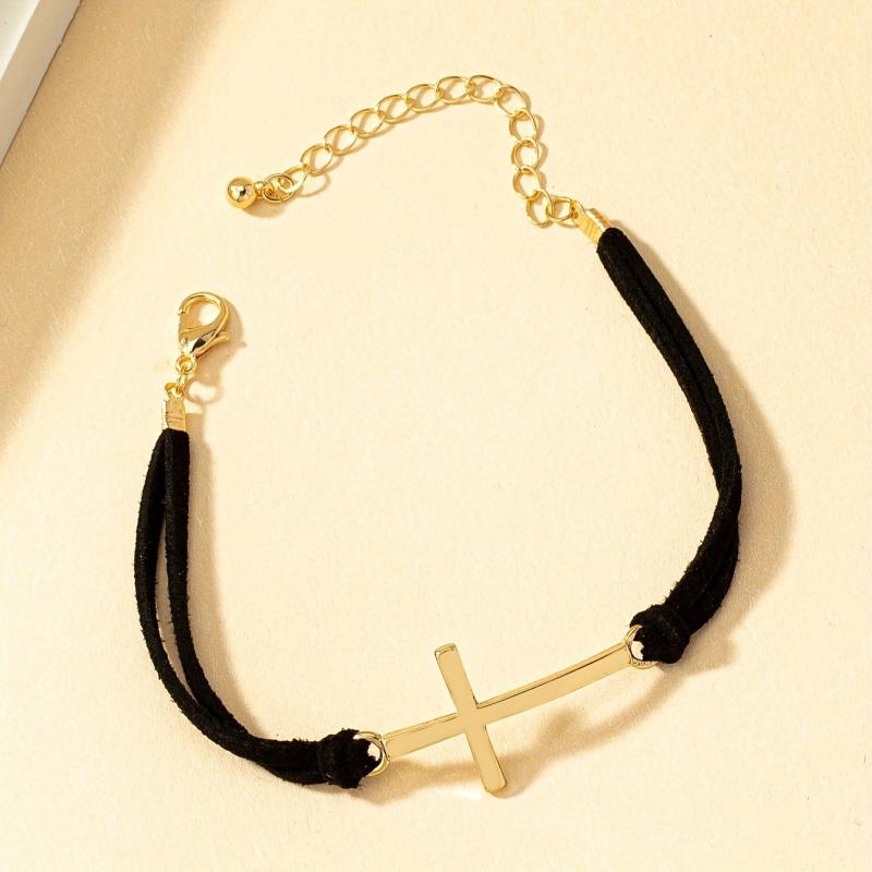 Geometric Cross Braided Wax Rope Bracelet Gift For Women