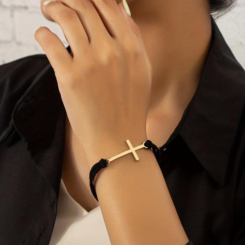 Geometric Cross Braided Wax Rope Bracelet Gift For Women