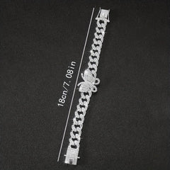 Hip Hop Butterfly Cuban Chain Bracelet Iced Out Rhinestone Hand Chain