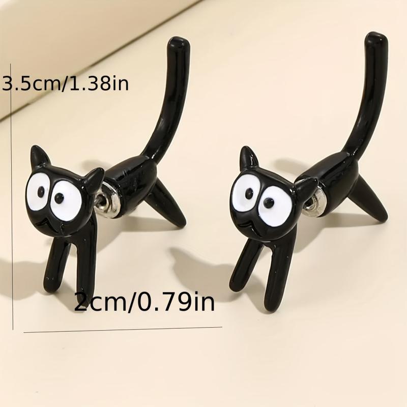 Cat Stud Earrings Ear Jacket Retro Style Jewelry