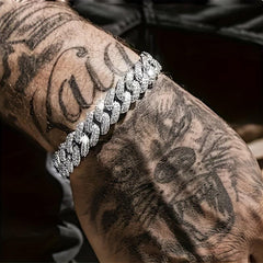 Iced Out Rhinestone Cuban Chain Bracelet Hip Hop Style Hand Jewelry
