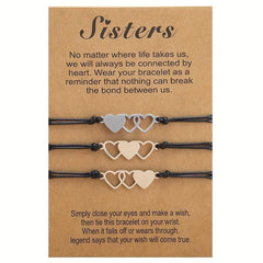 3 Pcs Heart String Bracelet Set for Women & Girls