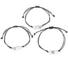 3 Pcs Heart String Bracelet Set for Women & Girls