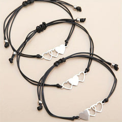 3 Pcs Heart String Bracelet Set for Women & Girls