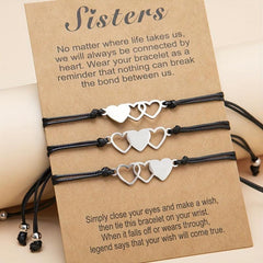 3 Pcs Heart String Bracelet Set for Women & Girls