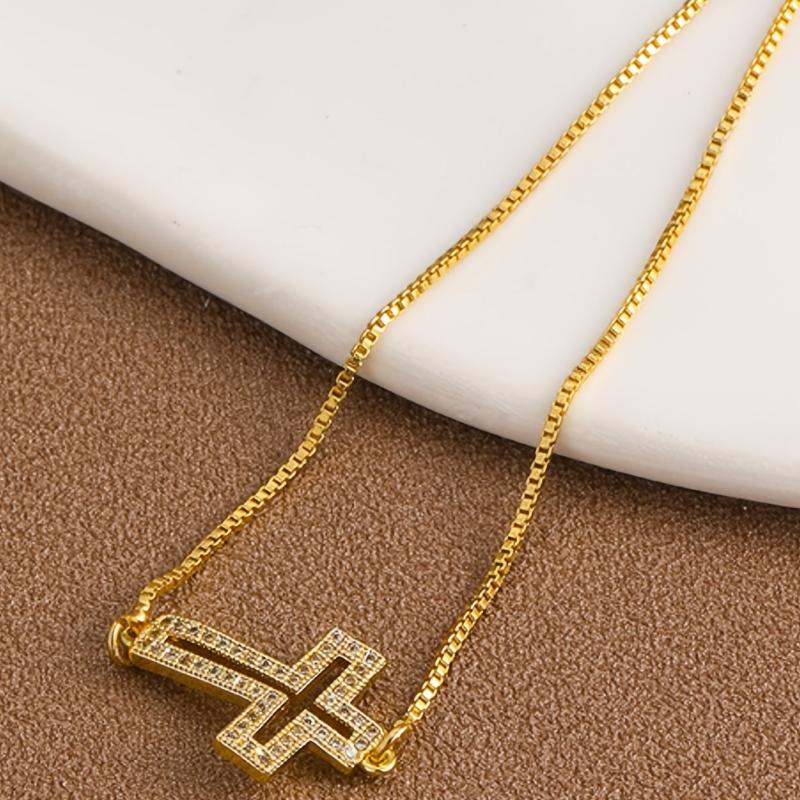Micro Paved Zircon Cross Chain Bracelet Adjustable Hand Chain