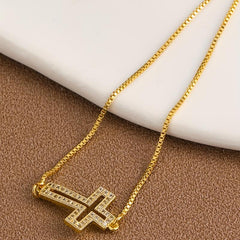 Micro Paved Zircon Cross Chain Bracelet Adjustable Hand Chain