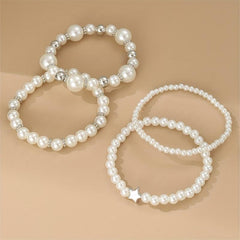 Baroque Style Faux Pearl Bracelet Set For Girls