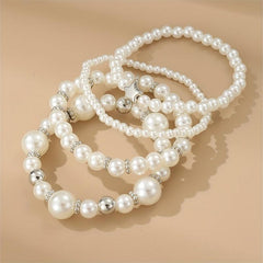 Baroque Style Faux Pearl Bracelet Set For Girls