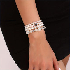Baroque Style Faux Pearl Bracelet Set For Girls