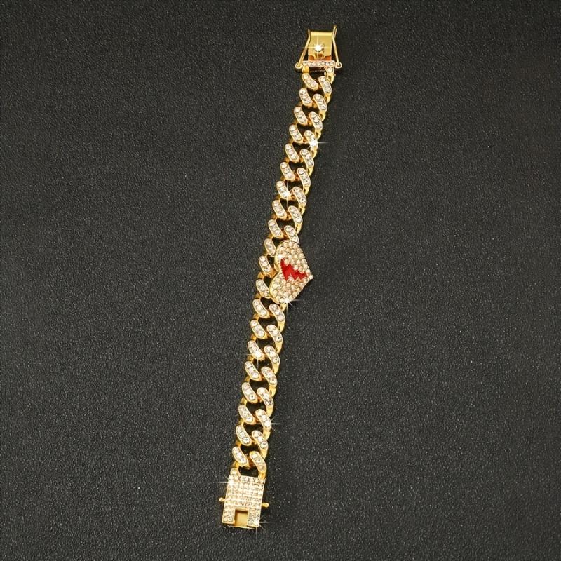 Rhinestone Cuban Chain Bracelet Hip Hop Style Hand Jewelry