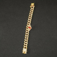 Rhinestone Cuban Chain Bracelet Hip Hop Style Hand Jewelry