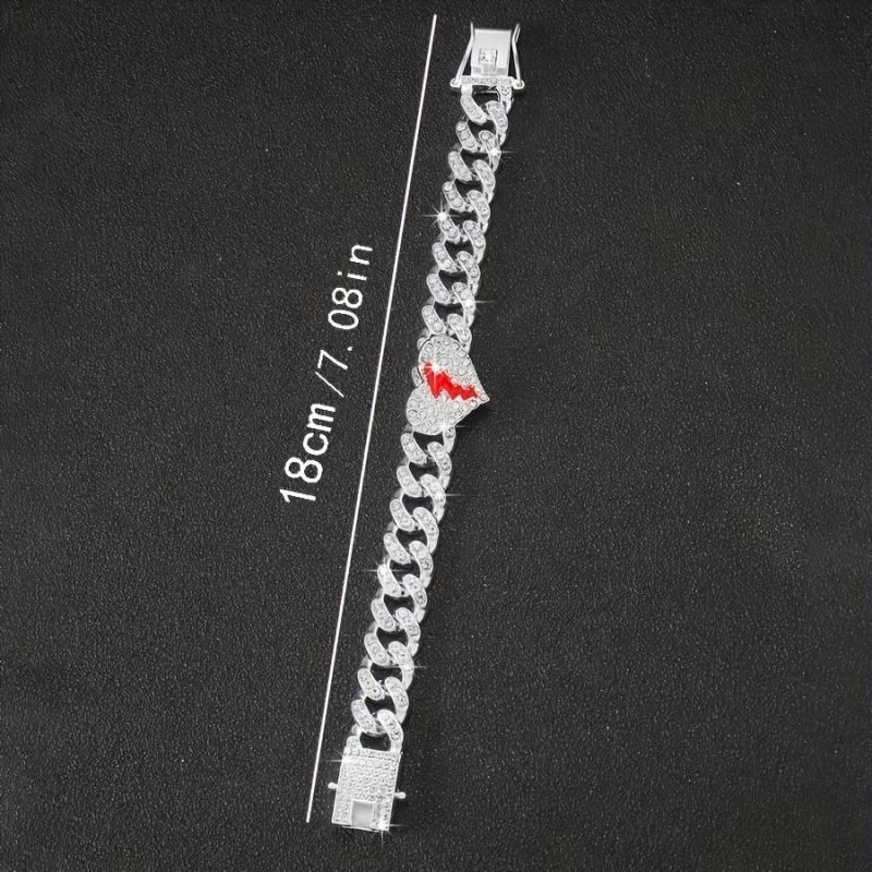 Rhinestone Cuban Chain Bracelet Hip Hop Style Hand Jewelry