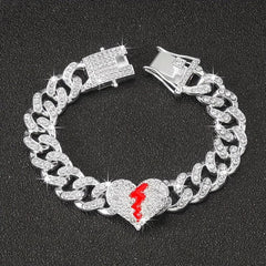 Rhinestone Cuban Chain Bracelet Hip Hop Style Hand Jewelry