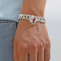 Rhinestone Cuban Chain Bracelet Hip Hop Style Hand Jewelry