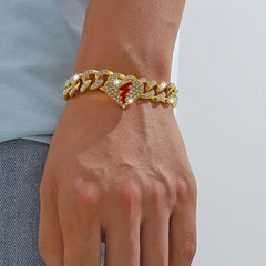 Rhinestone Cuban Chain Bracelet Hip Hop Style Hand Jewelry