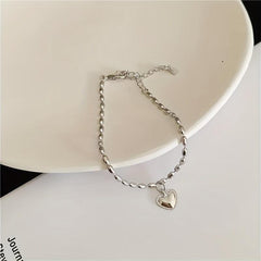 Hip Hop Love Heart Pendant Beaded Bracelet Minimalist Hand Decoration Gift