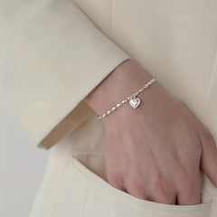 Hip Hop Love Heart Pendant Beaded Bracelet Minimalist Hand Decoration Gift