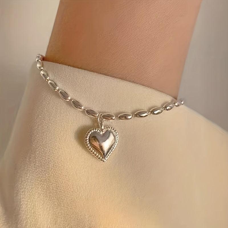 Hip Hop Love Heart Pendant Beaded Bracelet Minimalist Hand Decoration Gift