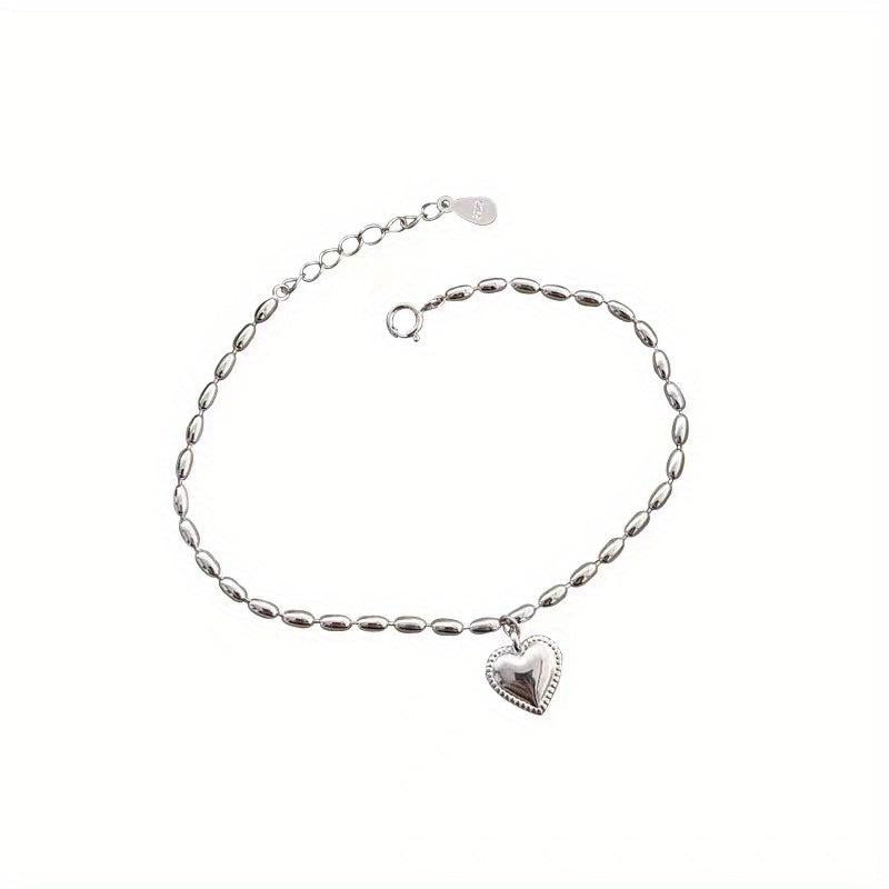 Hip Hop Love Heart Pendant Beaded Bracelet Minimalist Hand Decoration Gift