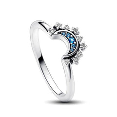 925 Silver Ring Moon & Sun Rhinestone Couple Jewelry for Her