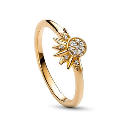 925 Silver Ring Moon & Sun Rhinestone Couple Jewelry for Her