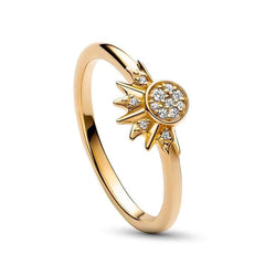 925 Silver Ring Moon & Sun Rhinestone Couple Jewelry for Her