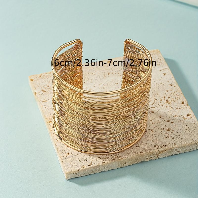Ethnic Style Alloy Texture Twist Wrap Line Cuff Bangle