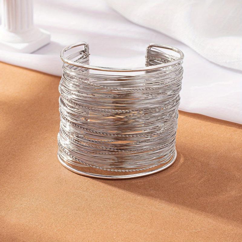 Ethnic Style Alloy Texture Twist Wrap Line Cuff Bangle