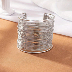 Ethnic Style Alloy Texture Twist Wrap Line Cuff Bangle