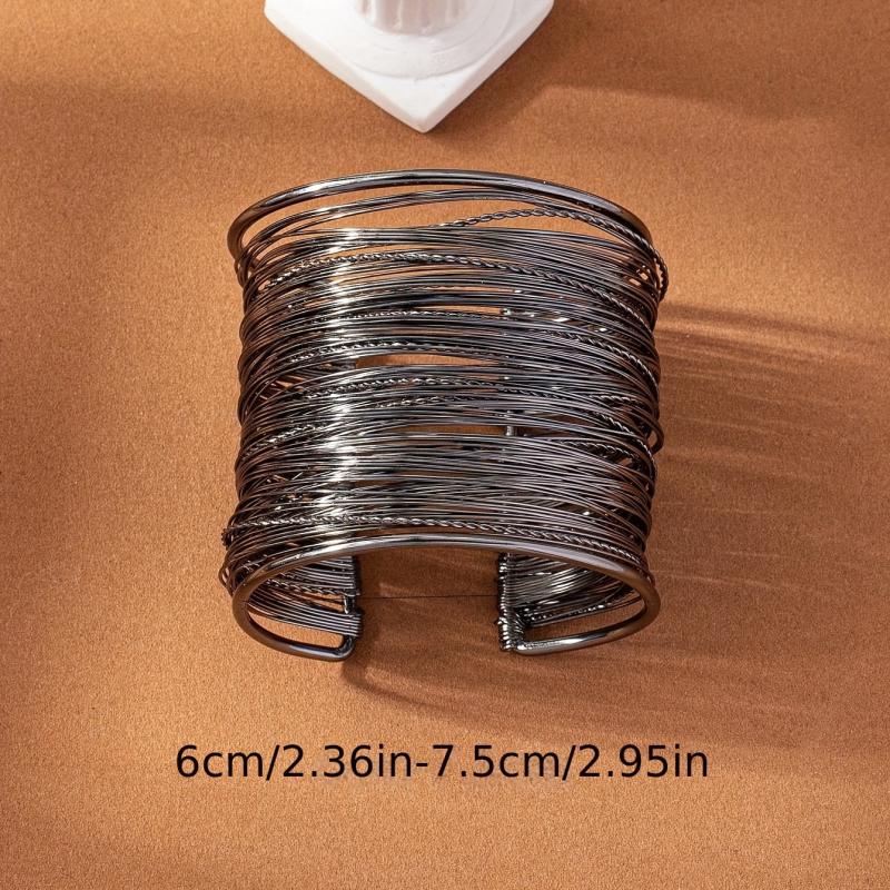 Ethnic Style Alloy Texture Twist Wrap Line Cuff Bangle