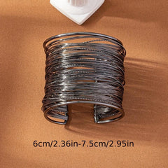 Ethnic Style Alloy Texture Twist Wrap Line Cuff Bangle