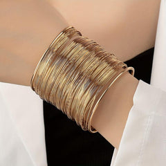 Ethnic Style Alloy Texture Twist Wrap Line Cuff Bangle
