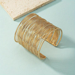 Ethnic Style Alloy Texture Twist Wrap Line Cuff Bangle