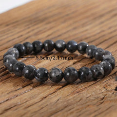 8mm Crystal Larvikaite Beads Bracelet for Women