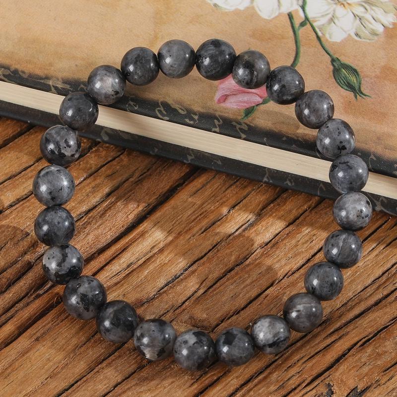 8mm Crystal Larvikaite Beads Bracelet for Women