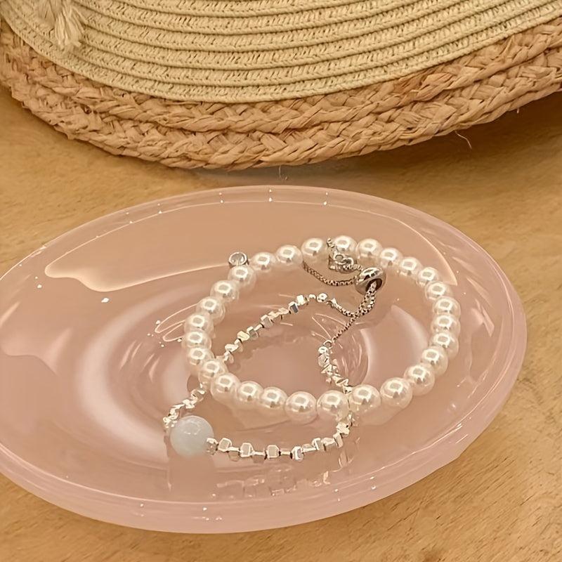 Cat's Eye Stone Faux Pearl Bracelet Women's Niche Bracelet