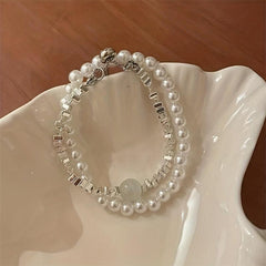 Cat's Eye Stone Faux Pearl Bracelet Women's Niche Bracelet