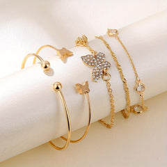 5pcs Butterfly Rhinestone Bracelet Bangle Set