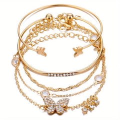 5pcs Butterfly Rhinestone Bracelet Bangle Set