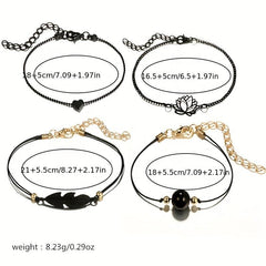 Feather Lotus Chain Anklet Punk Style Wrist Jewelry