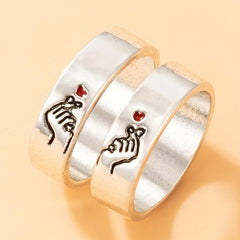 Vintage Couple Rings Carved Love Gesture Minimalist Band Ring Perfect Gift