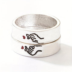 Vintage Couple Rings Carved Love Gesture Minimalist Band Ring Perfect Gift