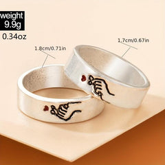 Vintage Couple Rings Carved Love Gesture Minimalist Band Ring Perfect Gift