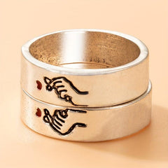 Vintage Couple Rings Carved Love Gesture Minimalist Band Ring Perfect Gift