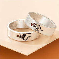Vintage Couple Rings Carved Love Gesture Minimalist Band Ring Perfect Gift