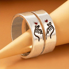 Vintage Couple Rings Carved Love Gesture Minimalist Band Ring Perfect Gift
