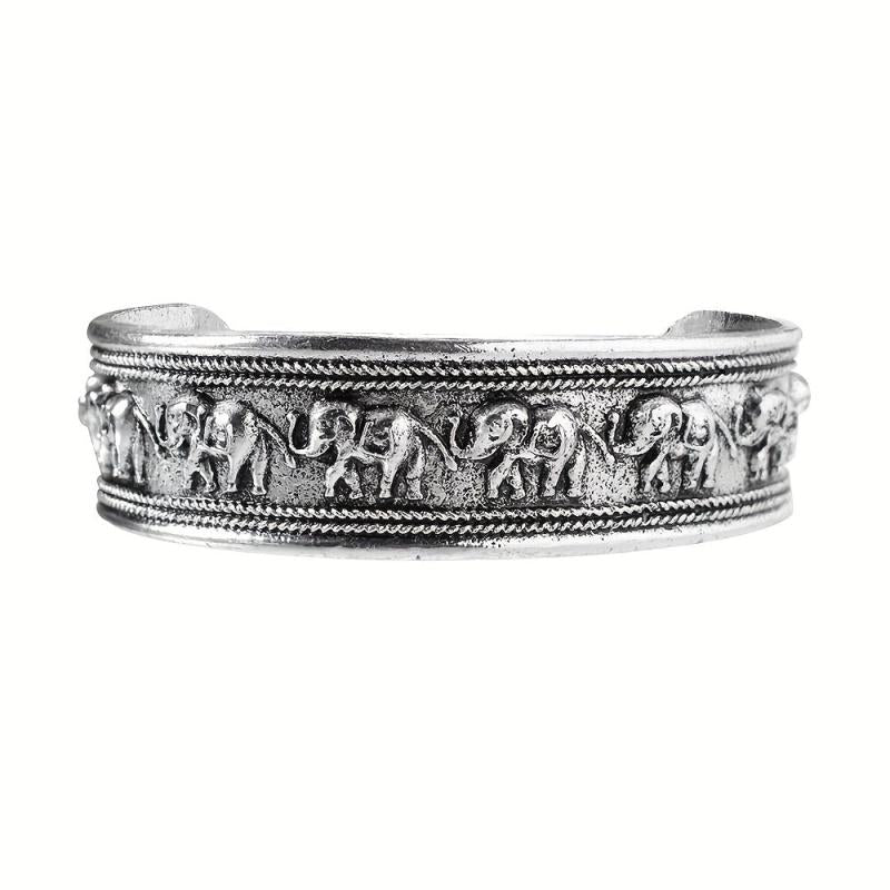 5pcs Geometric Bangle Bracelet Set Elephant Compass Pattern Hand Jewelry