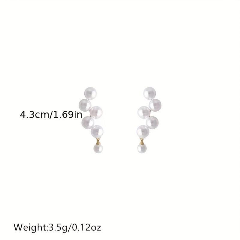 Retro Pearl Long Stud Earrings Vintage Style Alloy Jewelry for Dating